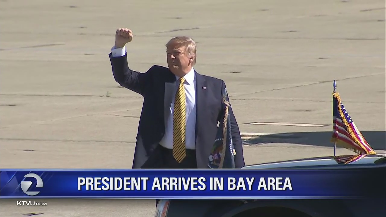 Protesters, fans greet Trump as he launches on California fundraising trip