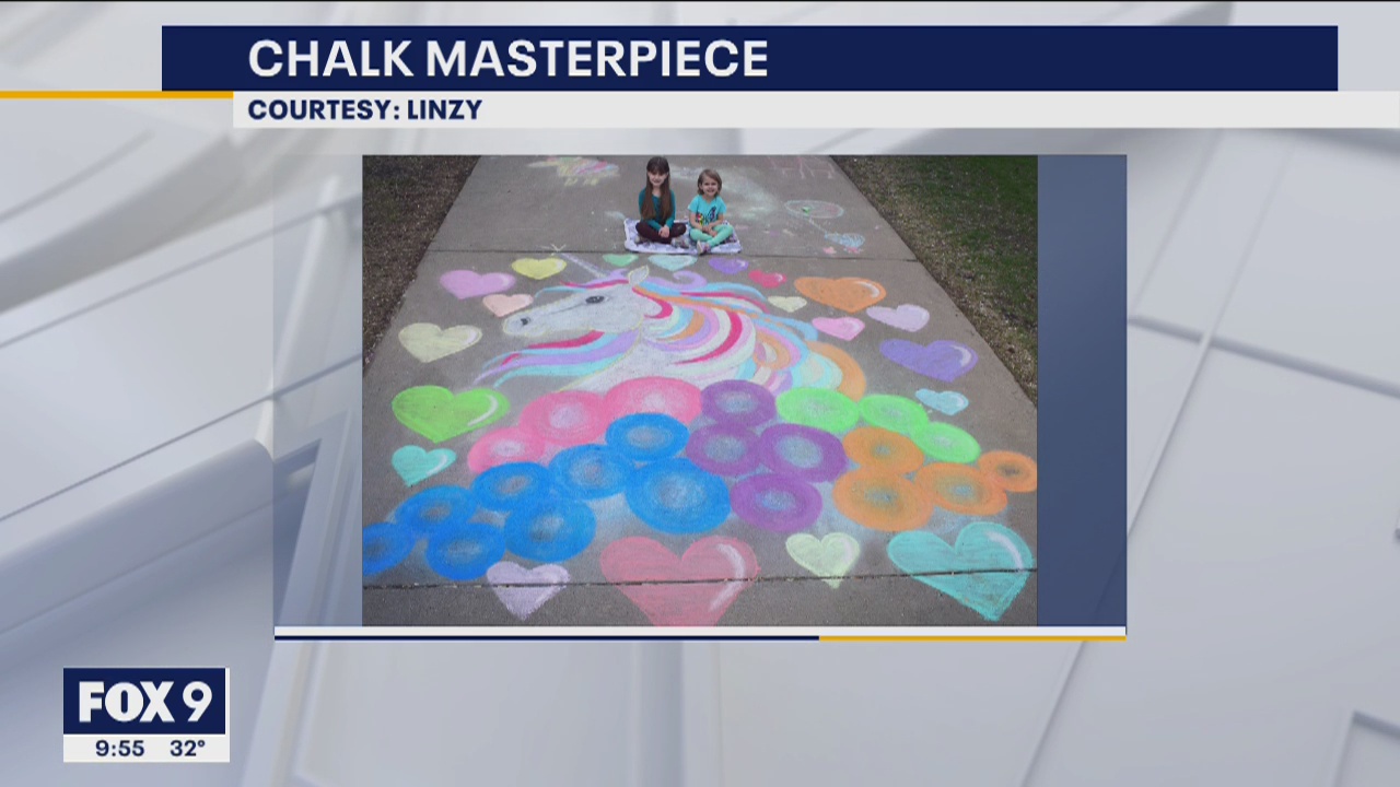 Positive Moments: Chalk art, dancing bunny on April 12
