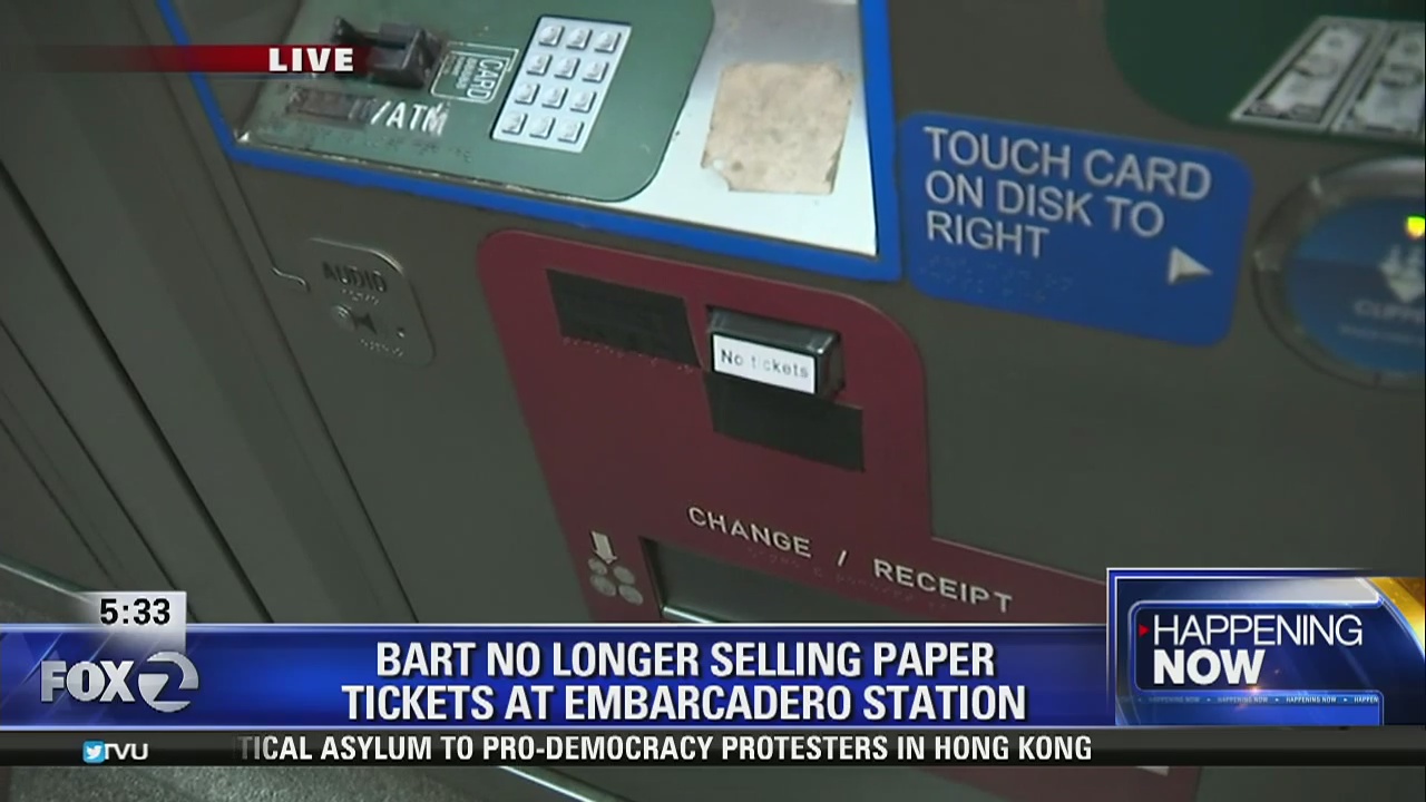 BART no longer selling paper tickets at Embarcadero Station