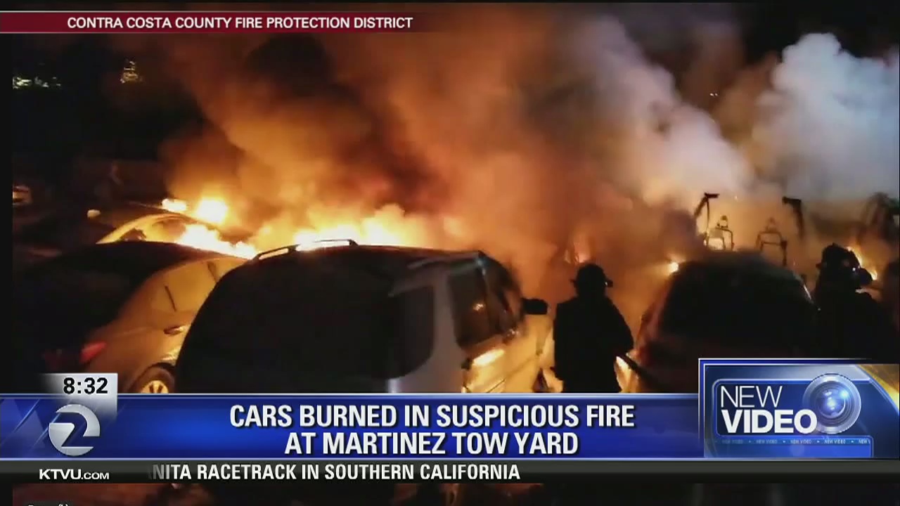 Fire damages 10 cars at Martinez tow yard