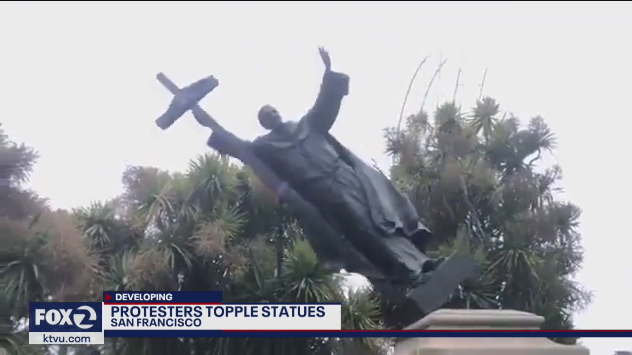 Junipero Serra, Francis Scott Key statues toppled in San Francisco Golden Gate Park